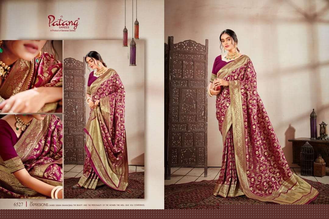 SANSKRITI BY PATANG SAREES 6521 TO 6528 SERIES INDIAN TRADITIONAL WEAR COLLECTION BEAUTIFUL STYLISH FANCY COLORFUL PARTY WEAR & OCCASIONAL WEAR SILK SAREES AT WHOLESALE PRICE