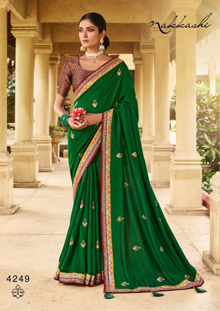 SANJH BY NAKKASHI 4247 TO 4254 SERIES INDIAN TRADITIONAL WEAR COLLECTION BEAUTIFUL STYLISH FANCY COLORFUL PARTY WEAR & OCCASIONAL WEAR SILK EMBROIDERED SAREES AT WHOLESALE PRICE