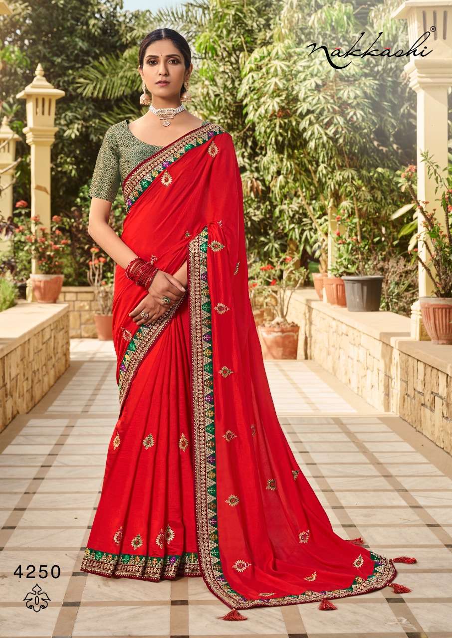 SANJH BY NAKKASHI 4247 TO 4254 SERIES INDIAN TRADITIONAL WEAR COLLECTION BEAUTIFUL STYLISH FANCY COLORFUL PARTY WEAR & OCCASIONAL WEAR SILK EMBROIDERED SAREES AT WHOLESALE PRICE