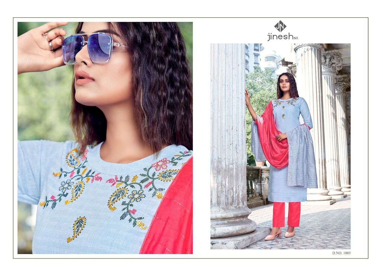 AARVI BY JINESH NX 1001 TO 1006 SERIES BEAUTIFUL SUITS COLORFUL STYLISH FANCY CASUAL WEAR & ETHNIC WEAR COTTON WITH WORK DRESSES AT WHOLESALE PRICE