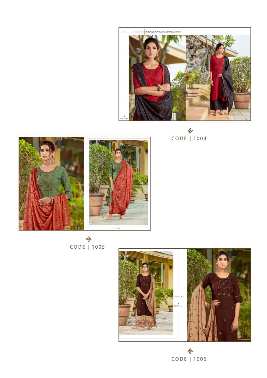 PAARU BY RAZZO EXPORTS 1001 TO 1006 SERIES BEAUTIFUL SUITS COLORFUL STYLISH FANCY CASUAL WEAR & ETHNIC WEAR VISCOSE EMBROIDERED DRESSES AT WHOLESALE PRICE
