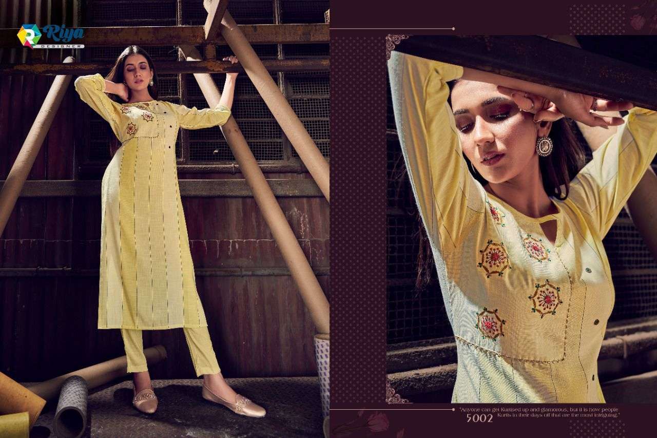 GLORY VOL-3 BY RIYA DESIGNER 5001 TO 5004 SERIES DESIGNER STYLISH FANCY COLORFUL BEAUTIFUL PARTY WEAR & ETHNIC WEAR COLLECTION COTTON LINEN KURTIS WITH BOTTOM AT WHOLESALE PRICE