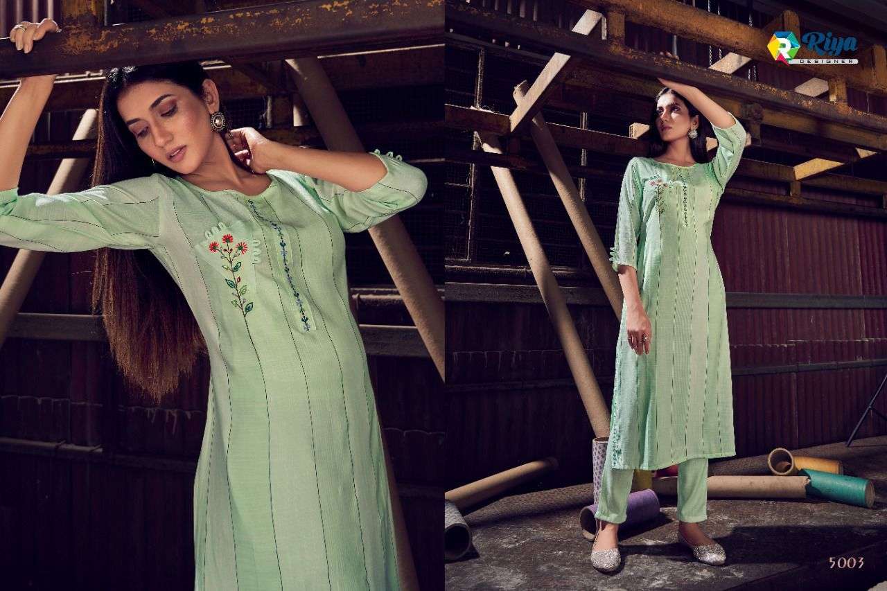 GLORY VOL-3 BY RIYA DESIGNER 5001 TO 5004 SERIES DESIGNER STYLISH FANCY COLORFUL BEAUTIFUL PARTY WEAR & ETHNIC WEAR COLLECTION COTTON LINEN KURTIS WITH BOTTOM AT WHOLESALE PRICE