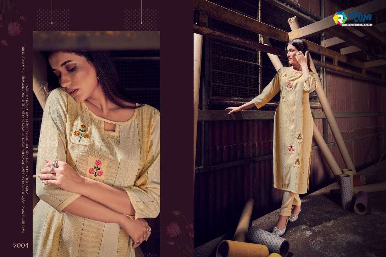 GLORY VOL-3 BY RIYA DESIGNER 5001 TO 5004 SERIES DESIGNER STYLISH FANCY COLORFUL BEAUTIFUL PARTY WEAR & ETHNIC WEAR COLLECTION COTTON LINEN KURTIS WITH BOTTOM AT WHOLESALE PRICE