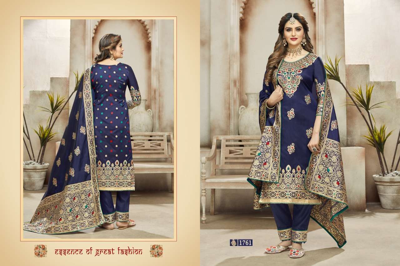 RAJJO VOL-3 BY A.M. CREATION 1761 TO 1766 SERIES BEAUTIFUL SUITS COLORFUL STYLISH FANCY CASUAL WEAR & ETHNIC WEAR JACQUARD SILK DRESSES AT WHOLESALE PRICE