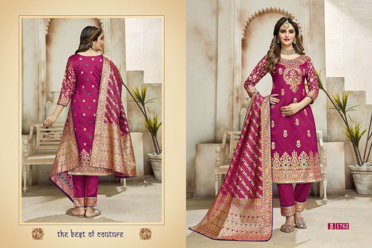 RAJJO VOL-3 BY A.M. CREATION 1761 TO 1766 SERIES BEAUTIFUL SUITS COLORFUL STYLISH FANCY CASUAL WEAR & ETHNIC WEAR JACQUARD SILK DRESSES AT WHOLESALE PRICE