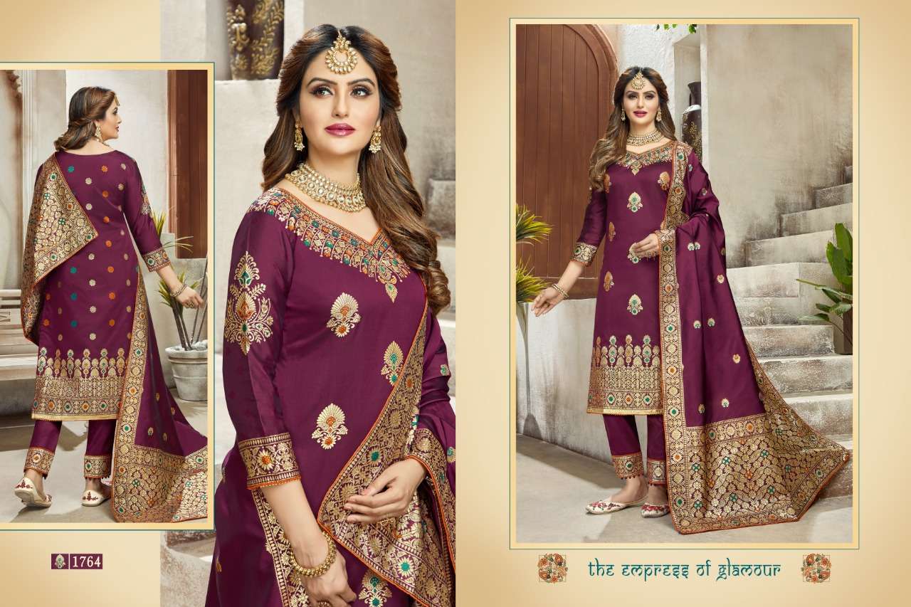 RAJJO VOL-3 BY A.M. CREATION 1761 TO 1766 SERIES BEAUTIFUL SUITS COLORFUL STYLISH FANCY CASUAL WEAR & ETHNIC WEAR JACQUARD SILK DRESSES AT WHOLESALE PRICE