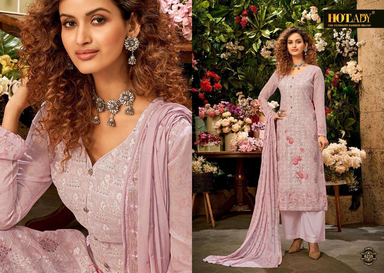 SAMISHA VOL-3 BY HOT LADY 6231 TO 6237 SERIES DESIGNER SUITS BEAUTIFUL STYLISH FANCY COLORFUL PARTY WEAR & OCCASIONAL WEAR PURE VISCOSE BEMBERG GEORGETTE EMBROIDERED DRESSES AT WHOLESALE PRICE