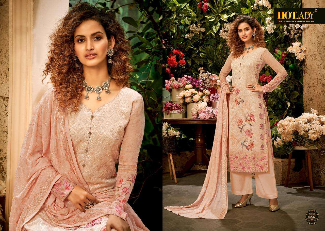 SAMISHA VOL-3 BY HOT LADY 6231 TO 6237 SERIES DESIGNER SUITS BEAUTIFUL STYLISH FANCY COLORFUL PARTY WEAR & OCCASIONAL WEAR PURE VISCOSE BEMBERG GEORGETTE EMBROIDERED DRESSES AT WHOLESALE PRICE