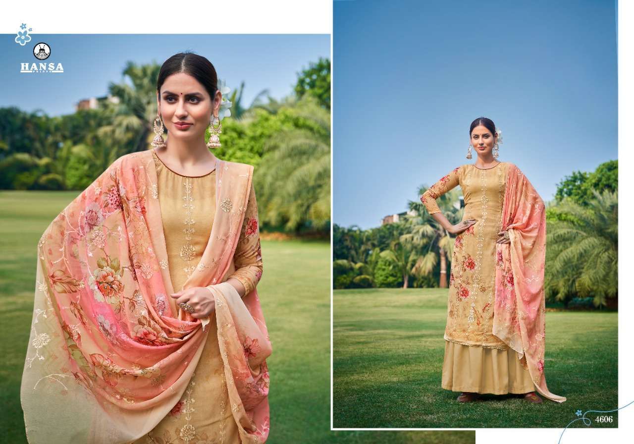 BAAVRI BY HANSA PRINTS 4601 TO 4608 SERIES BEAUTIFUL STYLISH SUITS FANCY COLORFUL CASUAL WEAR & ETHNIC WEAR & READY TO WEAR GEORGETTE DIGITAL PRINT WITH ARI WORK DRESSES AT WHOLESALE PRICE
