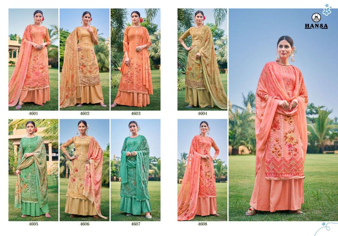 BAAVRI BY HANSA PRINTS 4601 TO 4608 SERIES BEAUTIFUL STYLISH SUITS FANCY COLORFUL CASUAL WEAR & ETHNIC WEAR & READY TO WEAR GEORGETTE DIGITAL PRINT WITH ARI WORK DRESSES AT WHOLESALE PRICE
