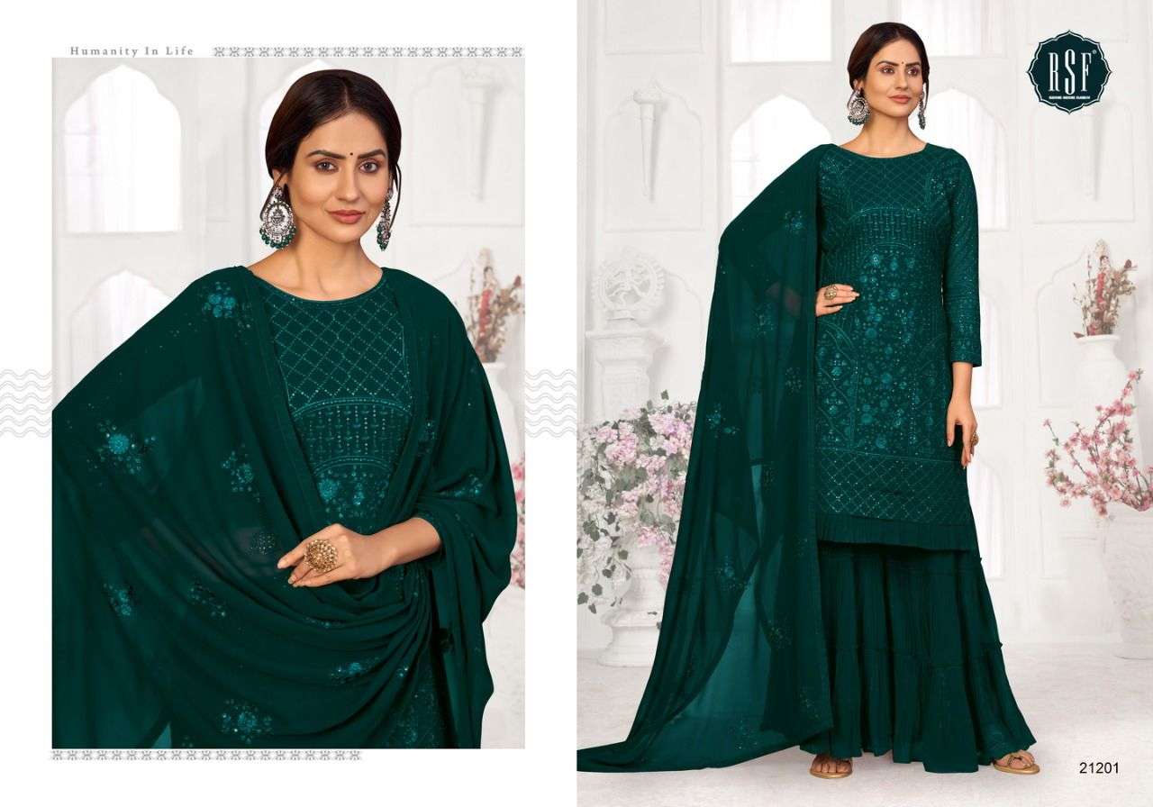 SHAHIN 21201 SERIES BY RIDDHI SIDDHI FASHOIN 21201 TO 21204 SERIES BEAUTIFUL STYLISH SHARARA SUITS FANCY COLORFUL CASUAL WEAR & ETHNIC WEAR & READY TO WEAR FAUX GEORGETTE DRESSES AT WHOLESALE PRICE