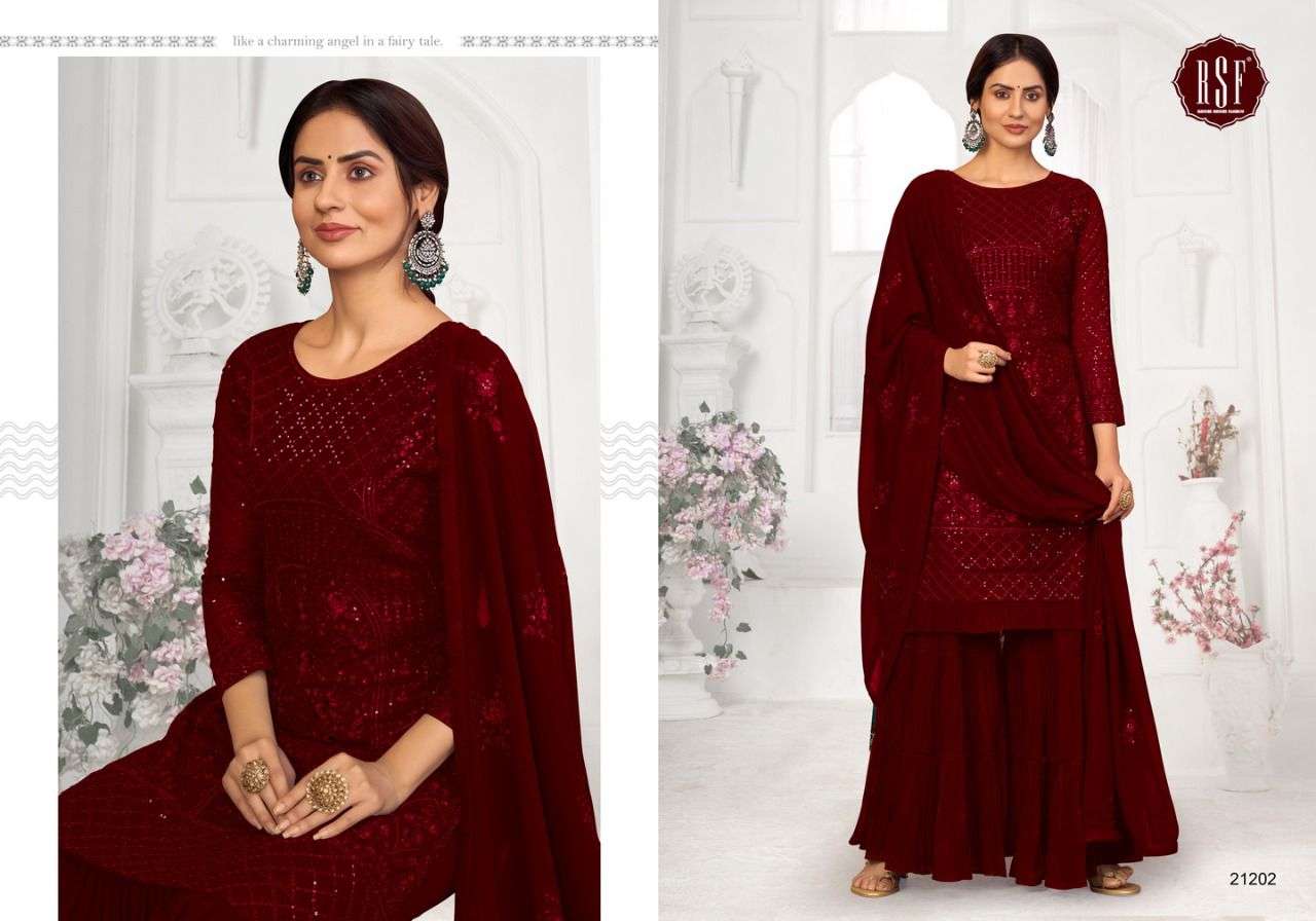 SHAHIN 21201 SERIES BY RIDDHI SIDDHI FASHOIN 21201 TO 21204 SERIES BEAUTIFUL STYLISH SHARARA SUITS FANCY COLORFUL CASUAL WEAR & ETHNIC WEAR & READY TO WEAR FAUX GEORGETTE DRESSES AT WHOLESALE PRICE