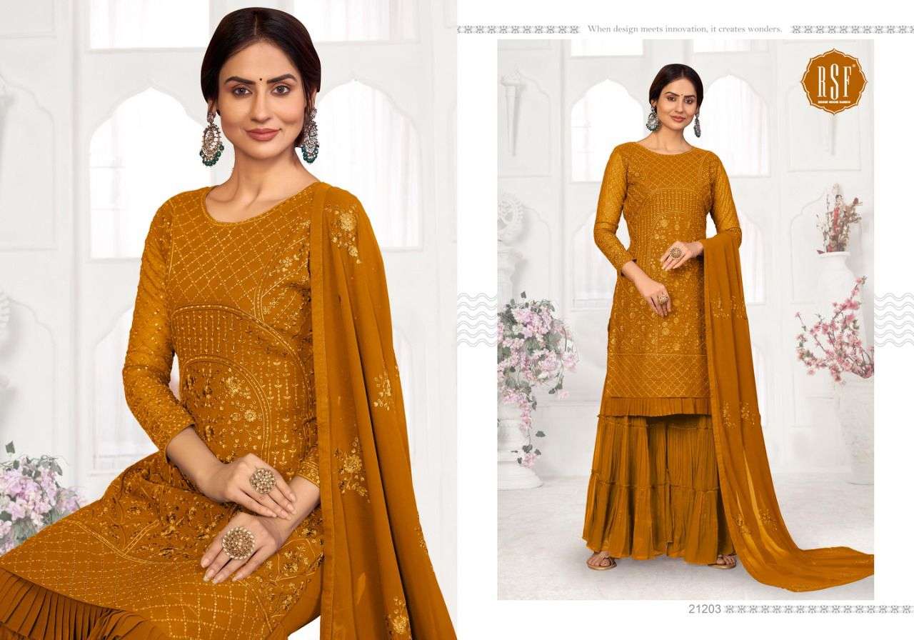 SHAHIN 21201 SERIES BY RIDDHI SIDDHI FASHOIN 21201 TO 21204 SERIES BEAUTIFUL STYLISH SHARARA SUITS FANCY COLORFUL CASUAL WEAR & ETHNIC WEAR & READY TO WEAR FAUX GEORGETTE DRESSES AT WHOLESALE PRICE