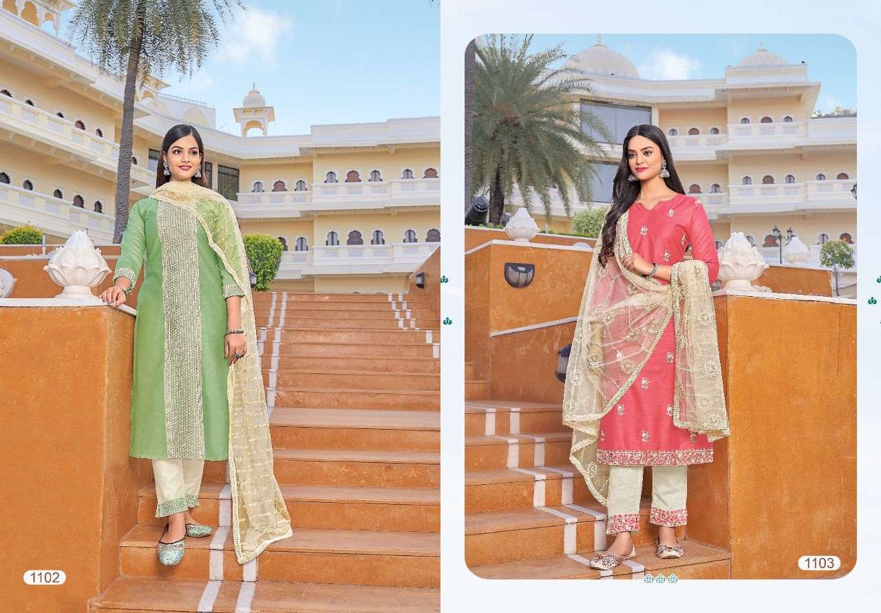 KASINO BY KASMEERA 1101 TO 1106 SERIES BEAUTIFUL SUITS COLORFUL STYLISH FANCY CASUAL WEAR & ETHNIC WEAR VISCOSE SILK DRESSES AT WHOLESALE PRICE