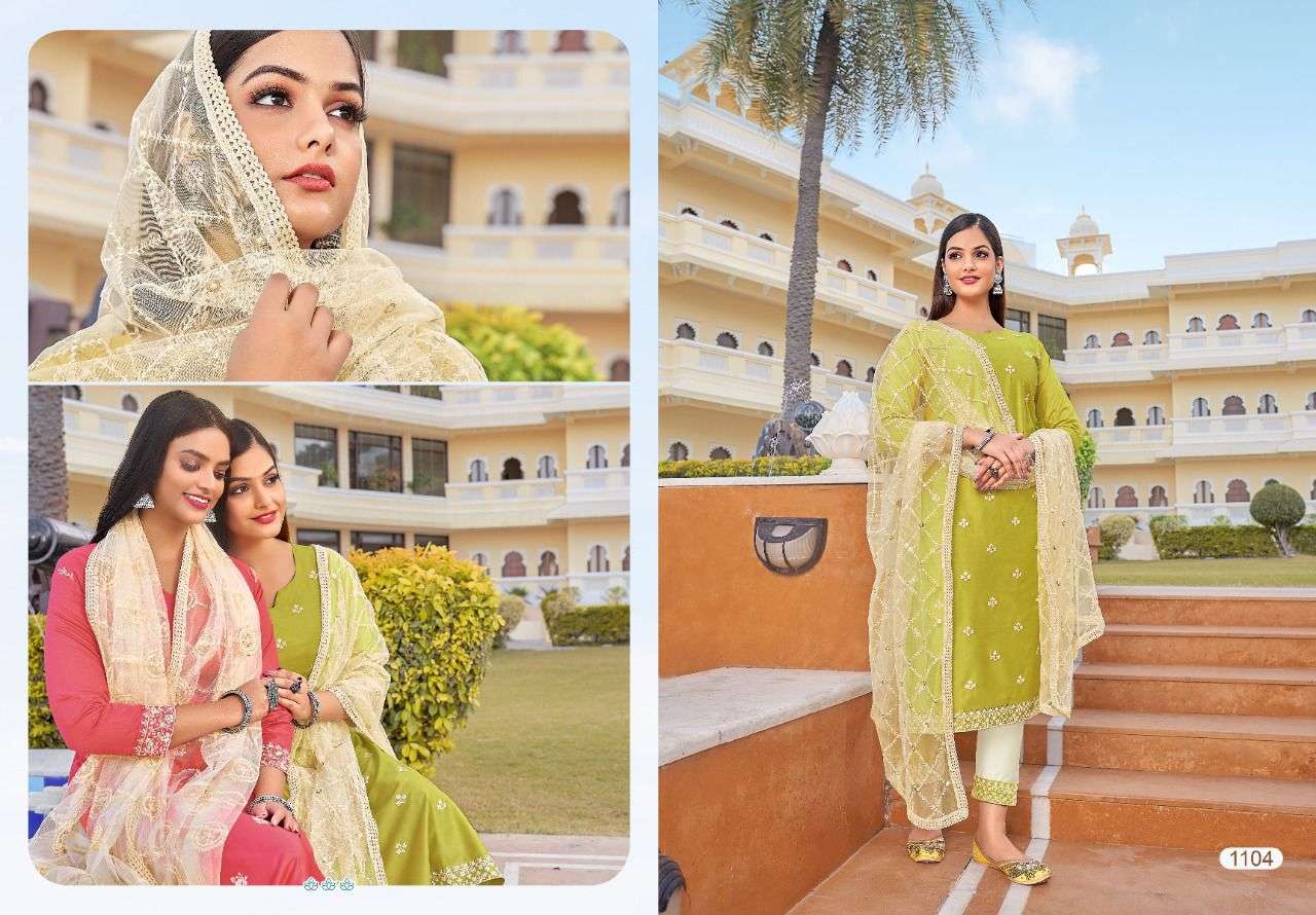KASINO BY KASMEERA 1101 TO 1106 SERIES BEAUTIFUL SUITS COLORFUL STYLISH FANCY CASUAL WEAR & ETHNIC WEAR VISCOSE SILK DRESSES AT WHOLESALE PRICE