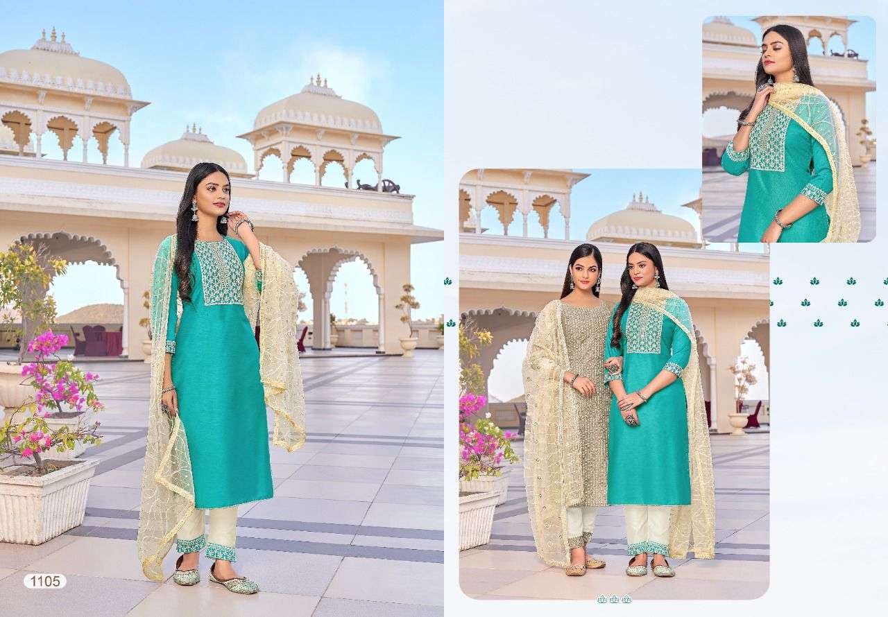 KASINO BY KASMEERA 1101 TO 1106 SERIES BEAUTIFUL SUITS COLORFUL STYLISH FANCY CASUAL WEAR & ETHNIC WEAR VISCOSE SILK DRESSES AT WHOLESALE PRICE