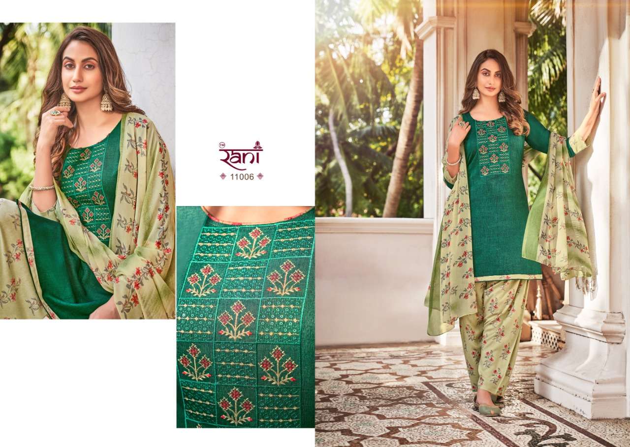 Estaa By Rani Fashion 11001 To 11006 Series Beautiful Suits Colorful Stylish Fancy Casual Wear & Ethnic Wear Rayon Print Dresses At Wholesale Price