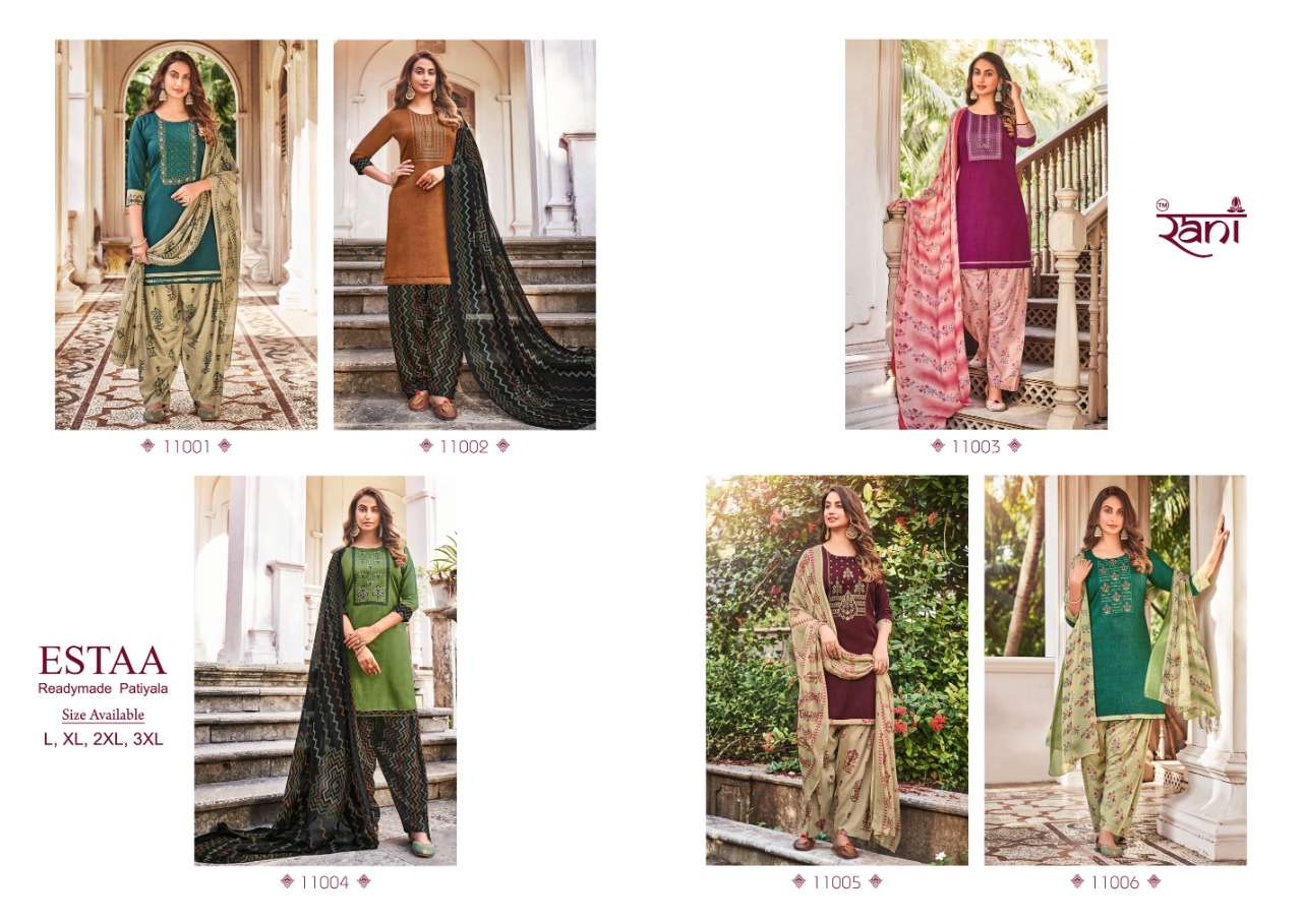 Estaa By Rani Fashion 11001 To 11006 Series Beautiful Suits Colorful Stylish Fancy Casual Wear & Ethnic Wear Rayon Print Dresses At Wholesale Price