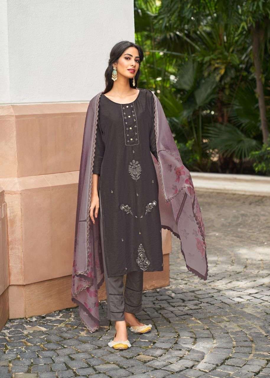 RUAAB BY KALKI 84001 TO 84006 SERIES BEAUTIFUL SUITS COLORFUL STYLISH FANCY CASUAL WEAR & ETHNIC WEAR PURE VISCOSE SILK EMBROIDERED DRESSES AT WHOLESALE PRICE