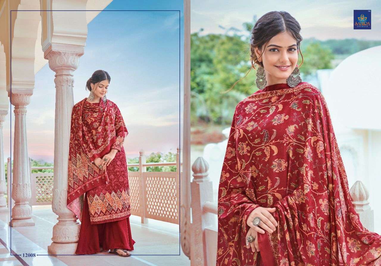 NAZNEEN BY SAHIRA EXPORTS 12001 TO 12008 SERIES BEAUTIFUL STYLISH SHARARA SUITS FANCY COLORFUL CASUAL WEAR & ETHNIC WEAR & READY TO WEAR PASHMINA DIGITAL PRINTED DRESSES AT WHOLESALE PRICE