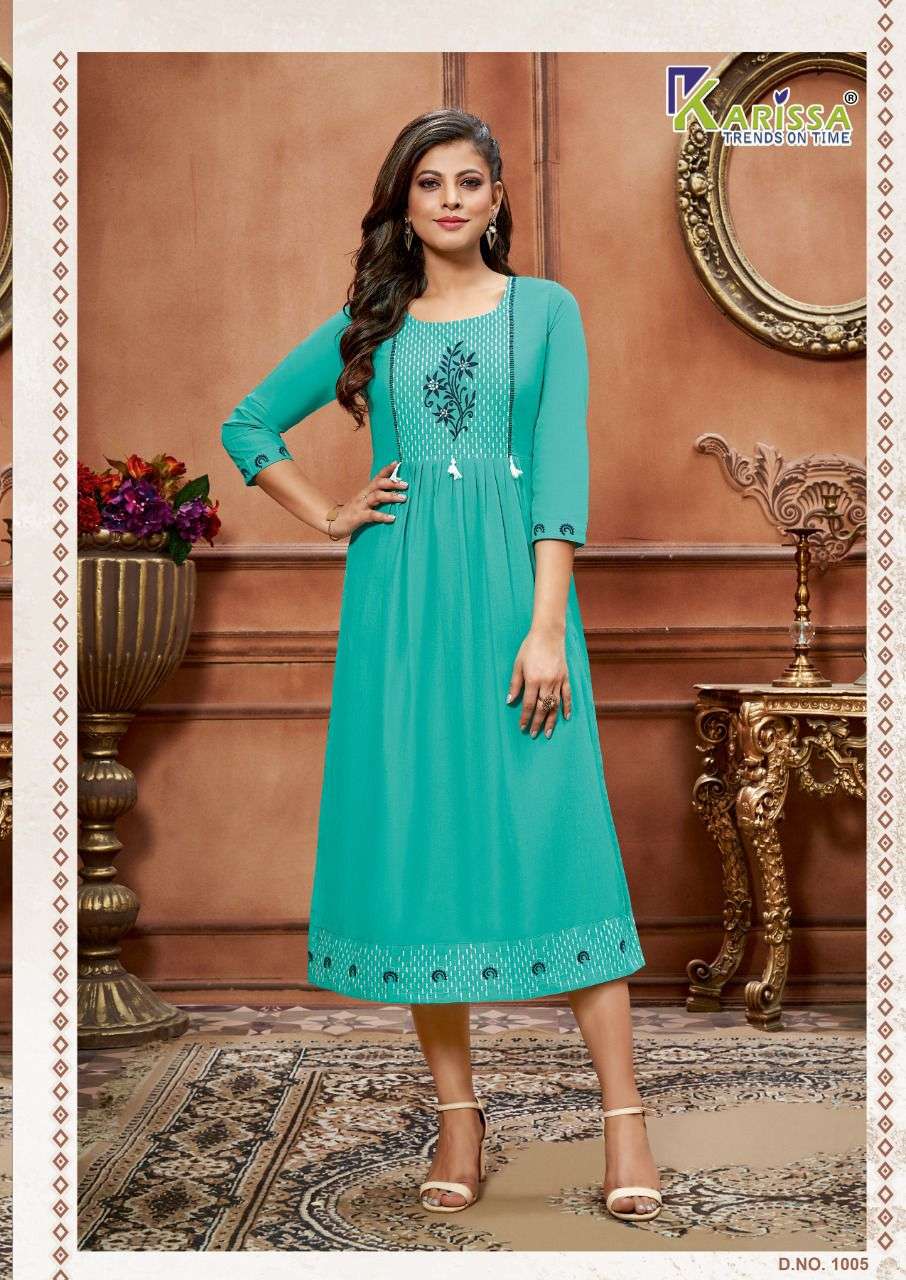 ANOKHI BY KARISSA 1001 TO 1006 SERIES DESIGNER STYLISH FANCY COLORFUL BEAUTIFUL PARTY WEAR & ETHNIC WEAR COLLECTION PREMIUM COTTON KURTIS AT WHOLESALE PRICE
