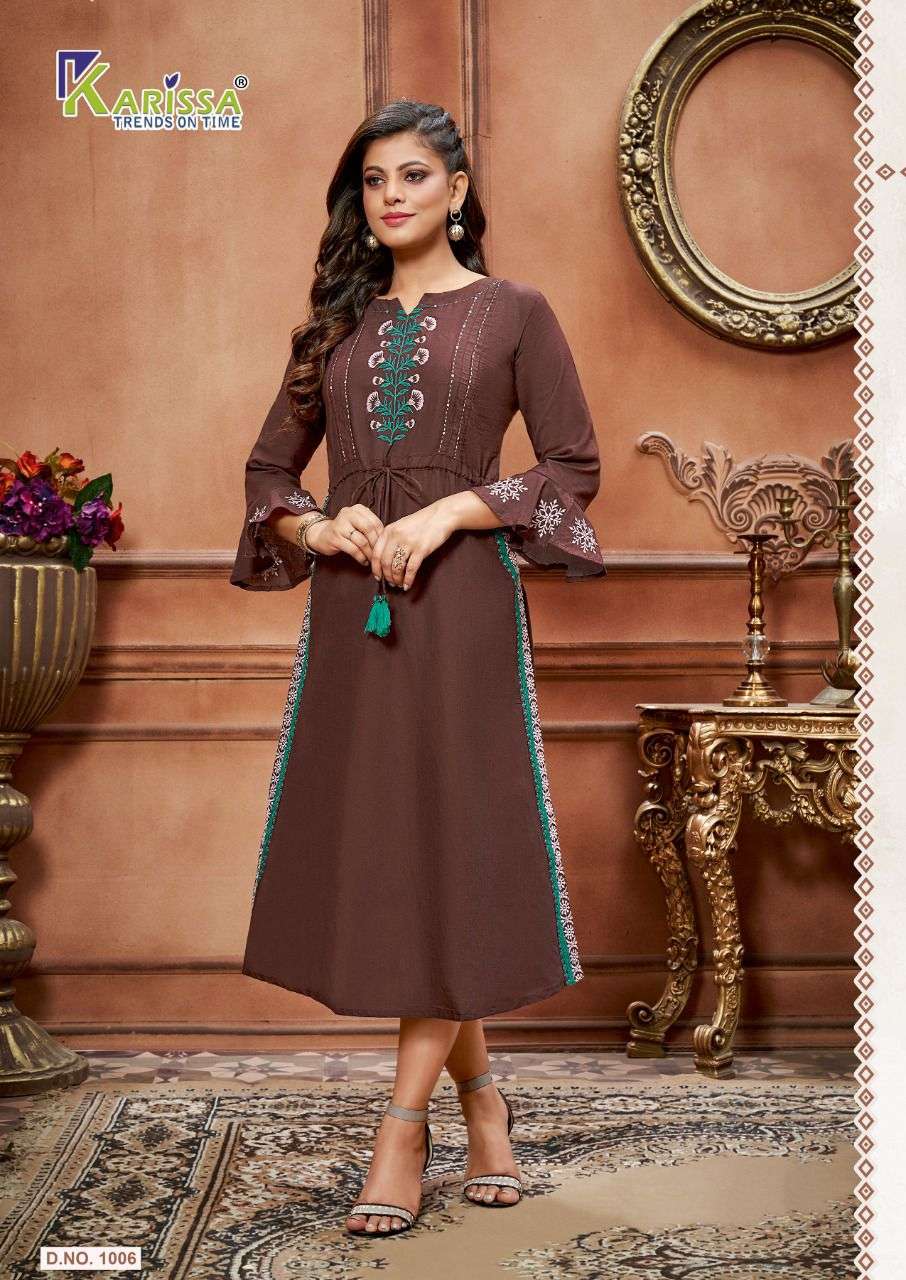 ANOKHI BY KARISSA 1001 TO 1006 SERIES DESIGNER STYLISH FANCY COLORFUL BEAUTIFUL PARTY WEAR & ETHNIC WEAR COLLECTION PREMIUM COTTON KURTIS AT WHOLESALE PRICE