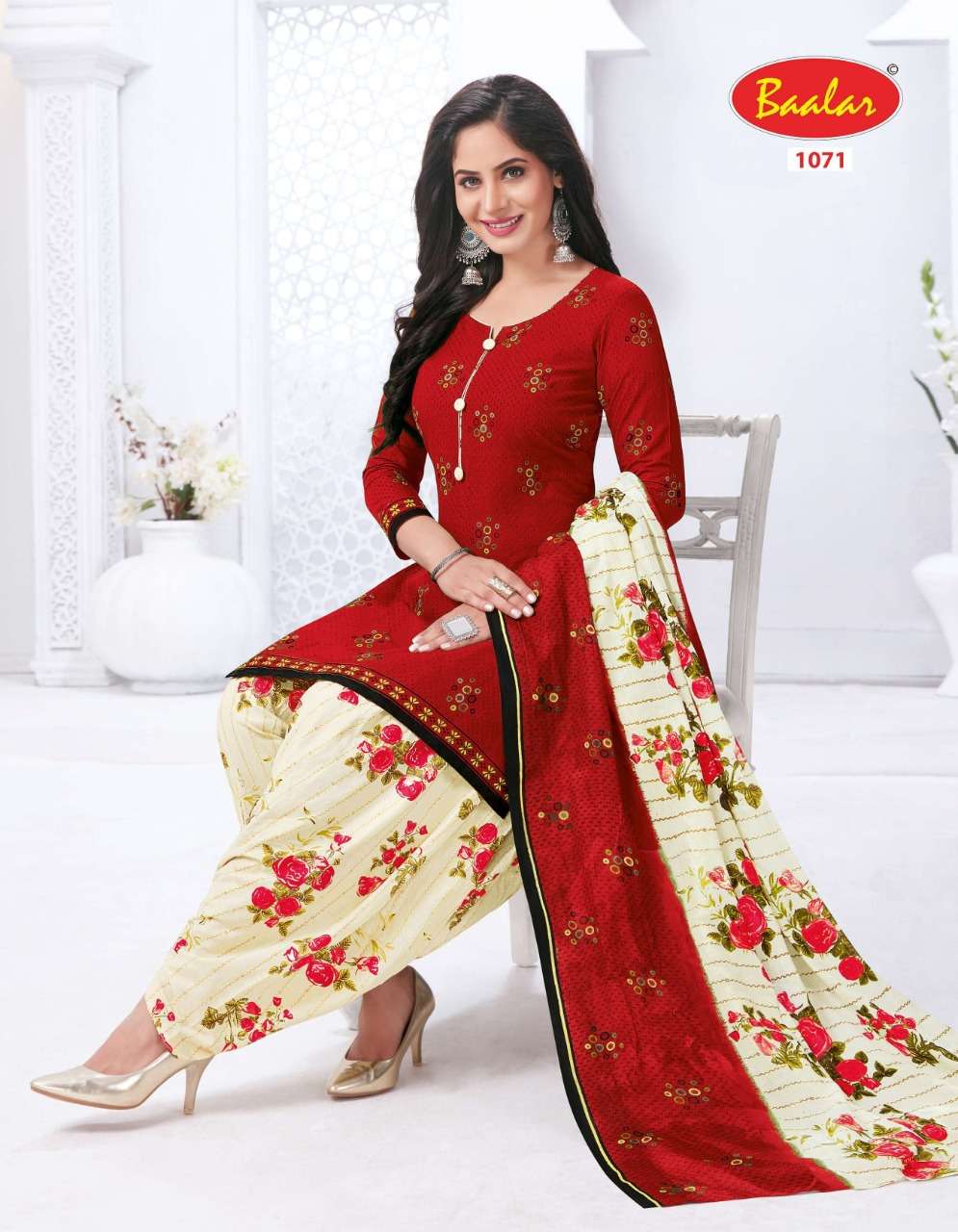 CRYSTAL PATIALA VOL-1 BY BAALAR 1071 TO 1085 SERIES BEAUTIFUL STYLISH SHARARA SUITS FANCY COLORFUL CASUAL WEAR & ETHNIC WEAR & READY TO WEAR PURE COTTON PRINTED DRESSES AT WHOLESALE PRICE