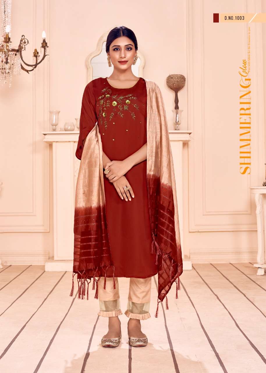 CELEBRATIONS BY ALISHKA FASHION 1001 TO 1006 SERIES BEAUTIFUL SUITS COLORFUL STYLISH FANCY CASUAL WEAR & ETHNIC WEAR SILK DRESSES AT WHOLESALE PRICE