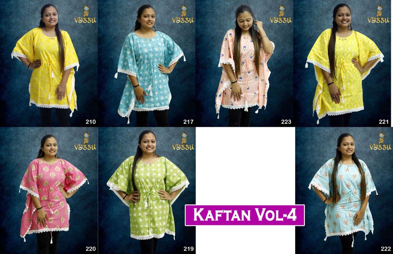 KAFTAN VOL-4 BY VASSU BEAUTIFUL STYLISH FANCY COLORFUL CASUAL WEAR & ETHNIC WEAR COTTON TOPS AT WHOLESALE PRICE