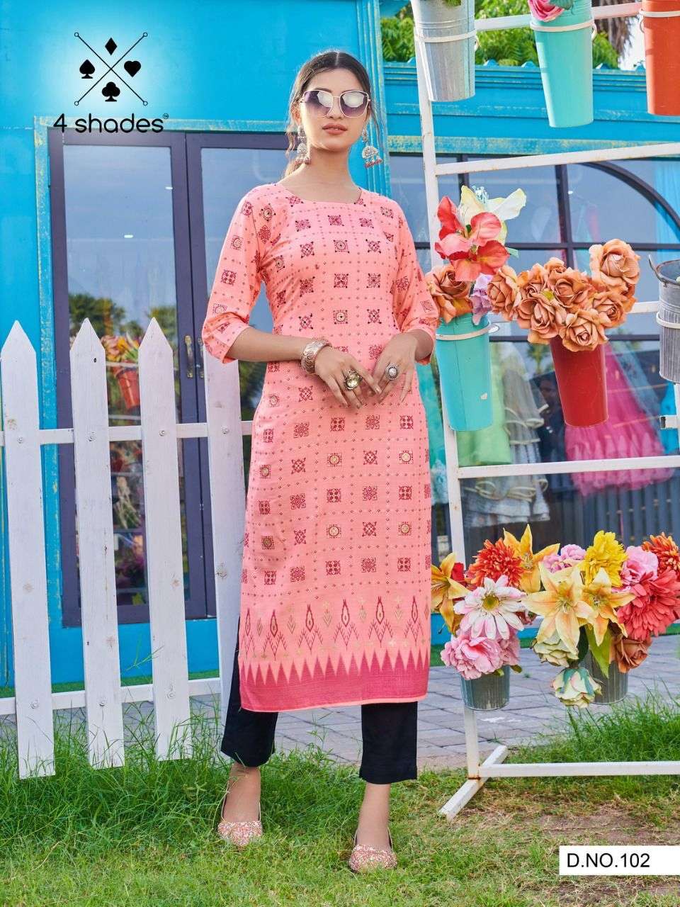 SIMPLE DIMPLE BY 4 SHADES 101 TO 108 SERIES DESIGNER STYLISH FANCY COLORFUL BEAUTIFUL PARTY WEAR & ETHNIC WEAR COLLECTION RAYON SLUB WITH WORK KURTIS AT WHOLESALE PRICE