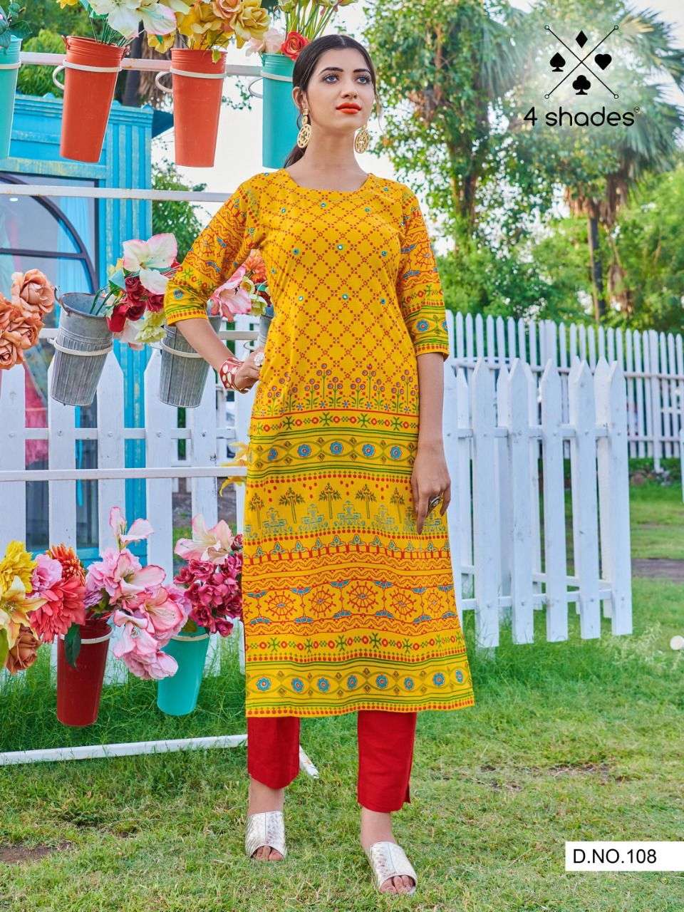SIMPLE DIMPLE BY 4 SHADES 101 TO 108 SERIES DESIGNER STYLISH FANCY COLORFUL BEAUTIFUL PARTY WEAR & ETHNIC WEAR COLLECTION RAYON SLUB WITH WORK KURTIS AT WHOLESALE PRICE