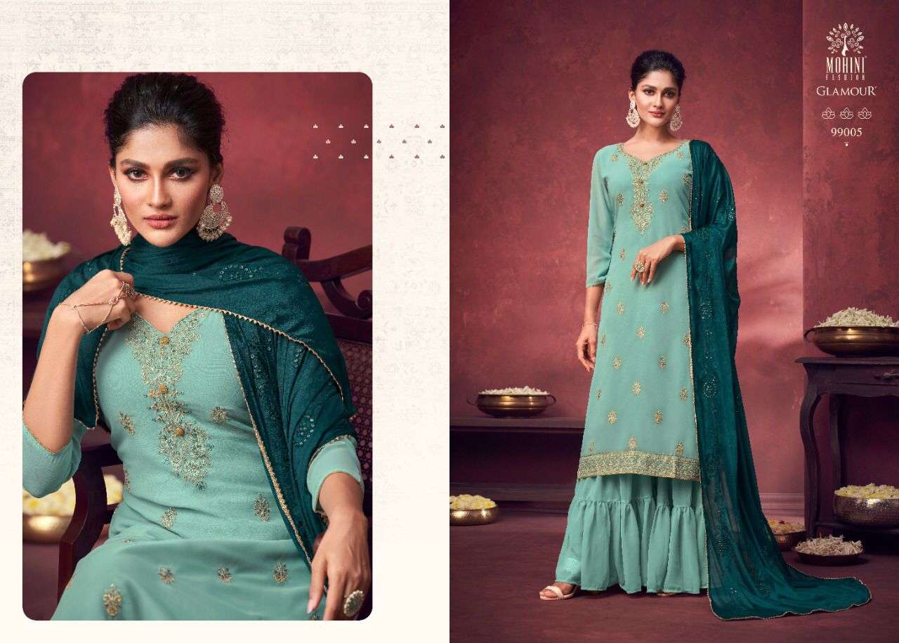 GLAMOUR VOL-99 NX BY MOHINI FASHION DESIGNER FESTIVE SHARARA SUITS COLLECTION BEAUTIFUL STYLISH FANCY COLORFUL PARTY WEAR & OCCASIONAL WEAR GEORGETTE EMBROIDERED DRESSES AT WHOLESALE PRICE