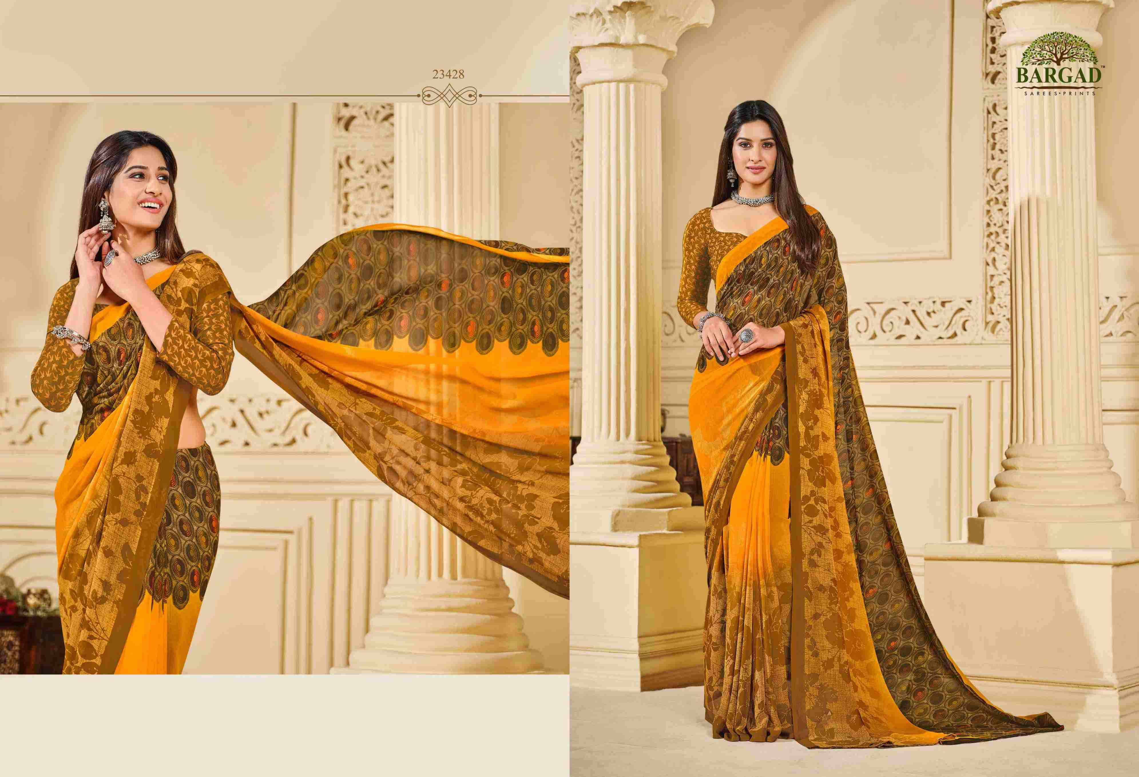 TITLI 23427 SERIES BY BARGAD 23427 TO 23442 SERIES INDIAN TRADITIONAL WEAR COLLECTION BEAUTIFUL STYLISH FANCY COLORFUL PARTY WEAR & OCCASIONAL WEAR GEORGETTE SAREES AT WHOLESALE PRICE