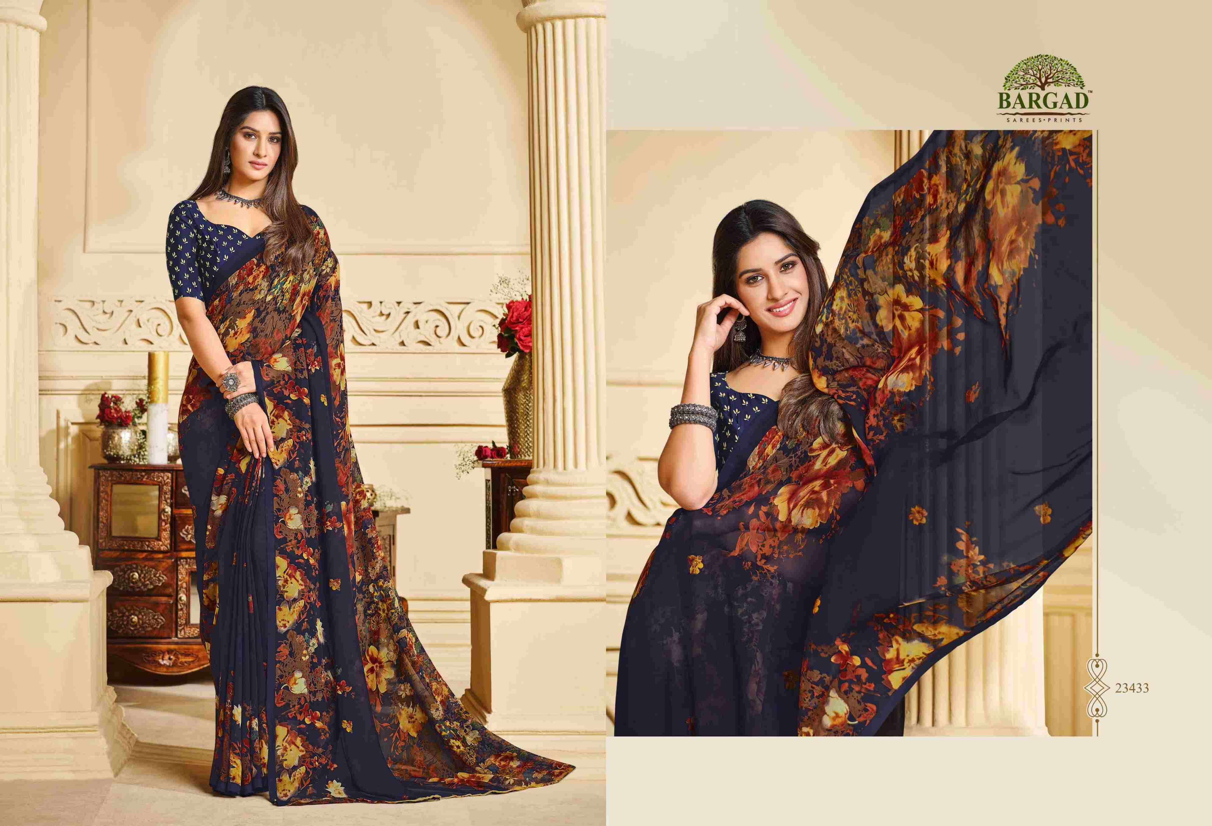 TITLI 23427 SERIES BY BARGAD 23427 TO 23442 SERIES INDIAN TRADITIONAL WEAR COLLECTION BEAUTIFUL STYLISH FANCY COLORFUL PARTY WEAR & OCCASIONAL WEAR GEORGETTE SAREES AT WHOLESALE PRICE