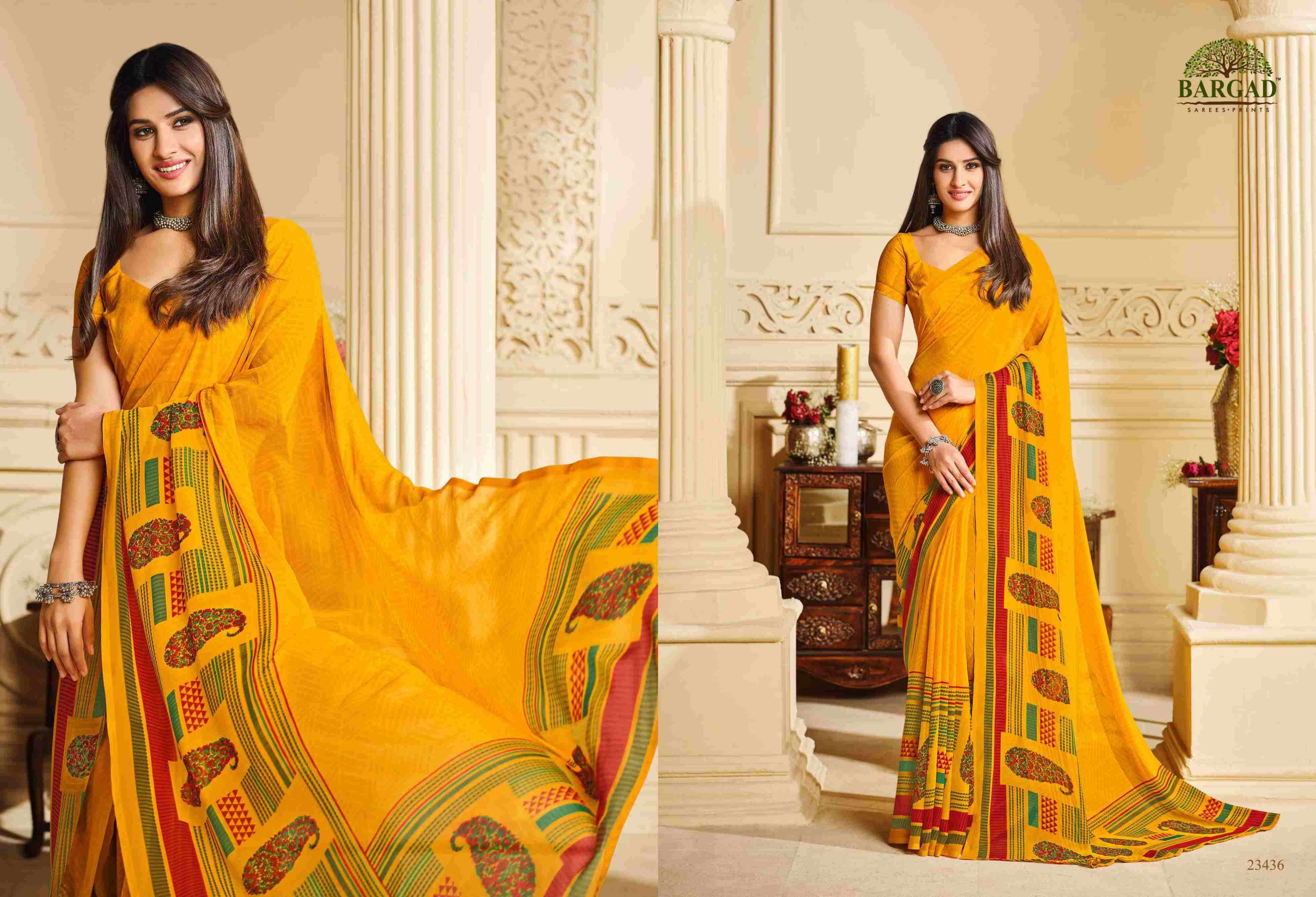 TITLI 23427 SERIES BY BARGAD 23427 TO 23442 SERIES INDIAN TRADITIONAL WEAR COLLECTION BEAUTIFUL STYLISH FANCY COLORFUL PARTY WEAR & OCCASIONAL WEAR GEORGETTE SAREES AT WHOLESALE PRICE