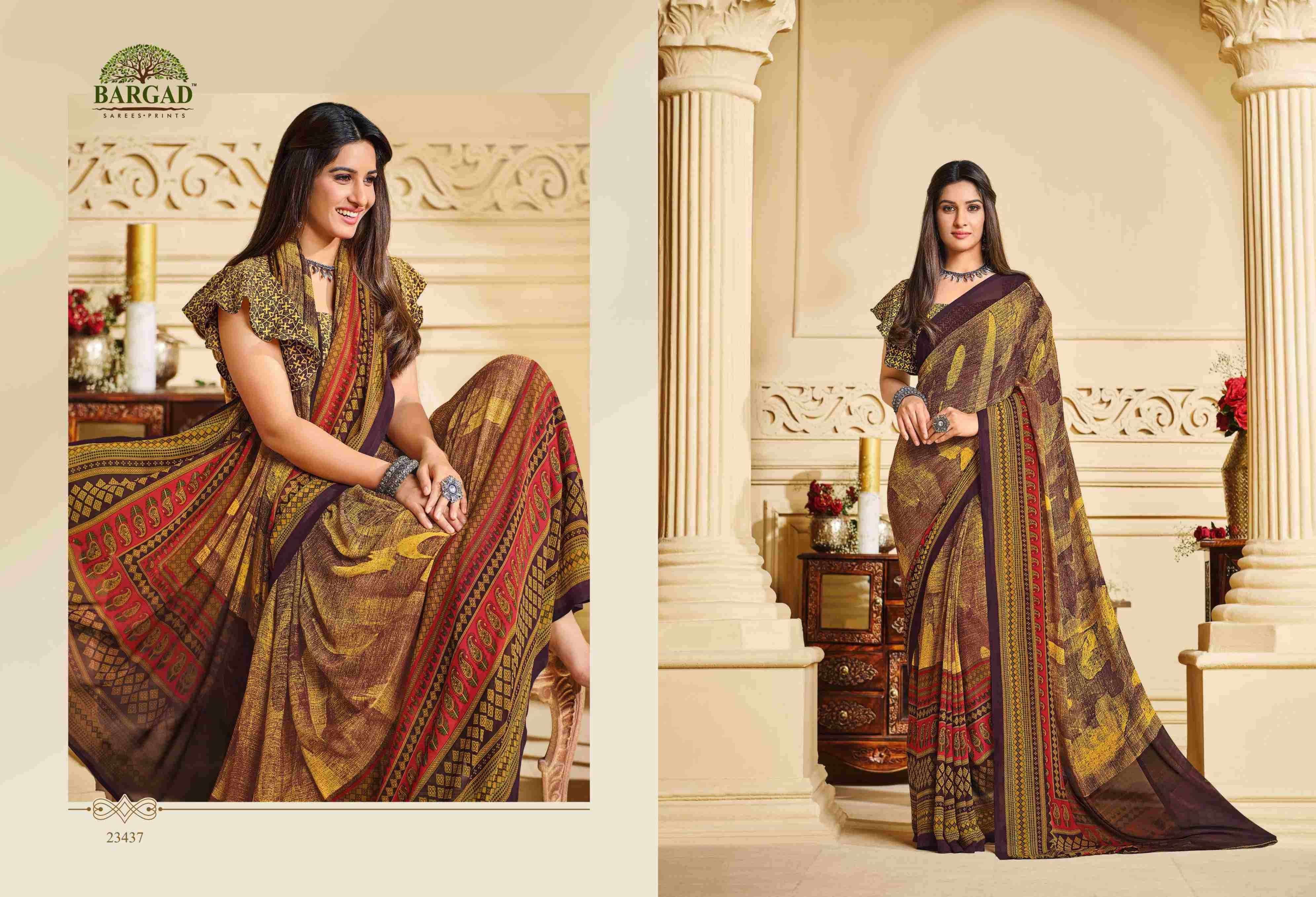 TITLI 23427 SERIES BY BARGAD 23427 TO 23442 SERIES INDIAN TRADITIONAL WEAR COLLECTION BEAUTIFUL STYLISH FANCY COLORFUL PARTY WEAR & OCCASIONAL WEAR GEORGETTE SAREES AT WHOLESALE PRICE