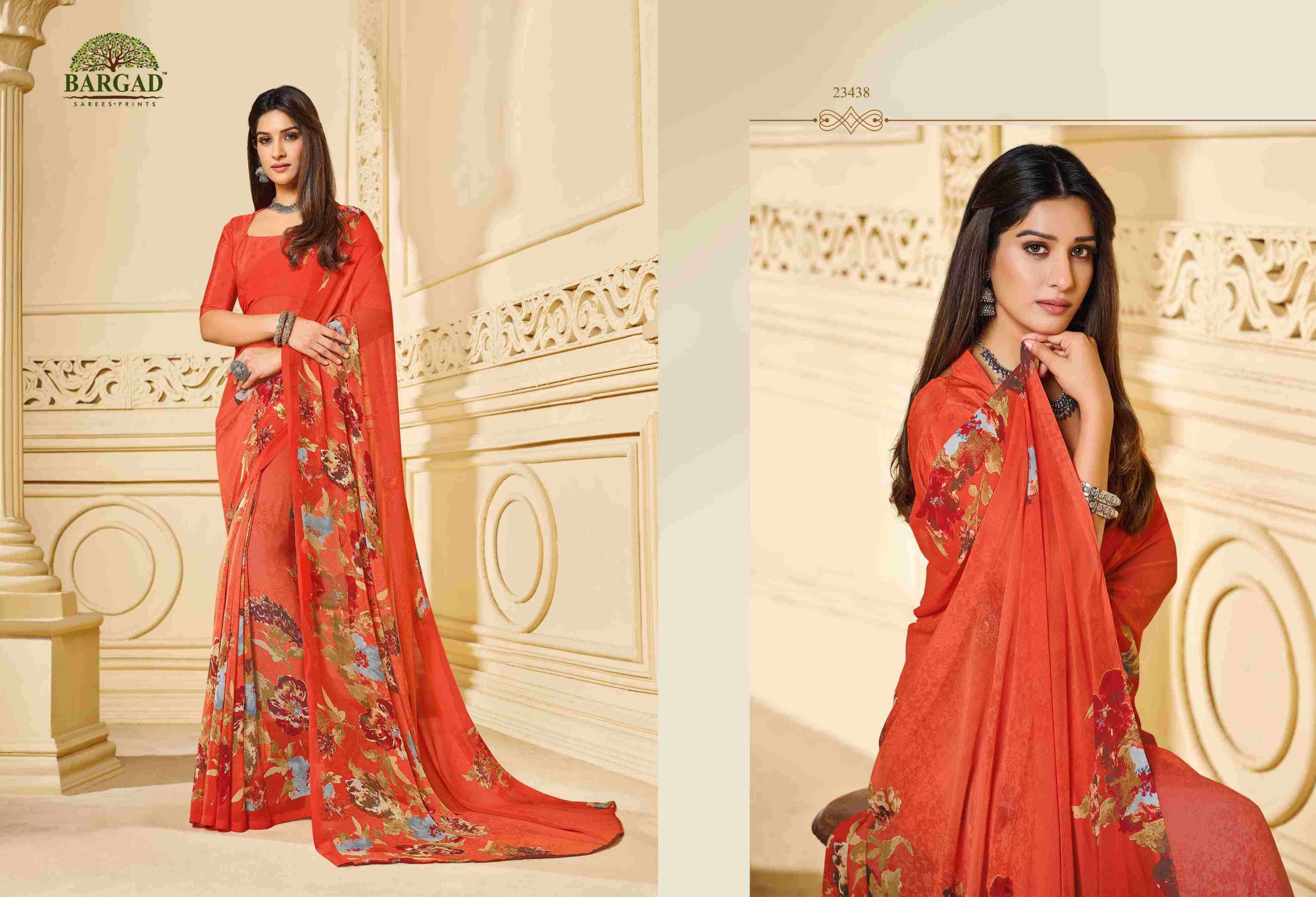 TITLI 23427 SERIES BY BARGAD 23427 TO 23442 SERIES INDIAN TRADITIONAL WEAR COLLECTION BEAUTIFUL STYLISH FANCY COLORFUL PARTY WEAR & OCCASIONAL WEAR GEORGETTE SAREES AT WHOLESALE PRICE