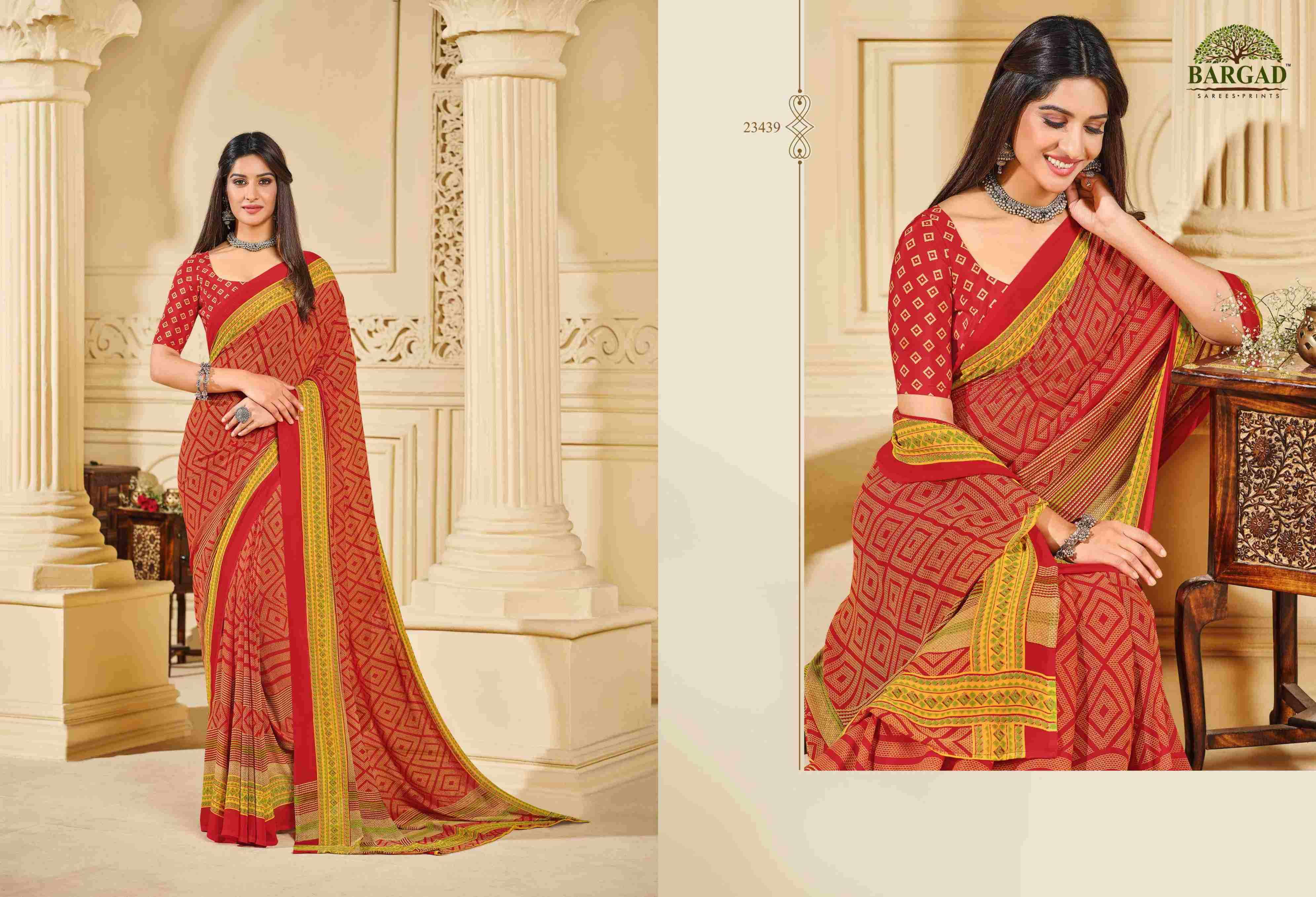 TITLI 23427 SERIES BY BARGAD 23427 TO 23442 SERIES INDIAN TRADITIONAL WEAR COLLECTION BEAUTIFUL STYLISH FANCY COLORFUL PARTY WEAR & OCCASIONAL WEAR GEORGETTE SAREES AT WHOLESALE PRICE