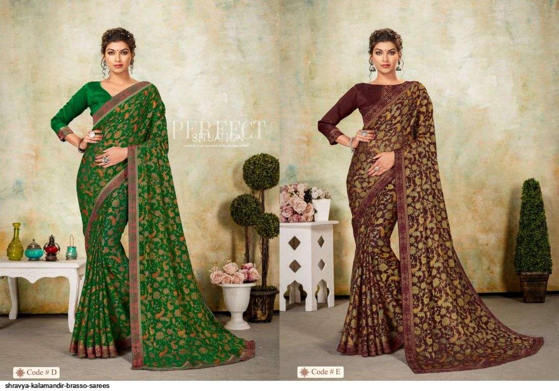 KALAMANDIR BY SHRAVYA FASHION A TO H SERIES INDIAN TRADITIONAL WEAR COLLECTION BEAUTIFUL STYLISH FANCY COLORFUL PARTY WEAR & OCCASIONAL WEAR BRASSO SAREES AT WHOLESALE PRICE