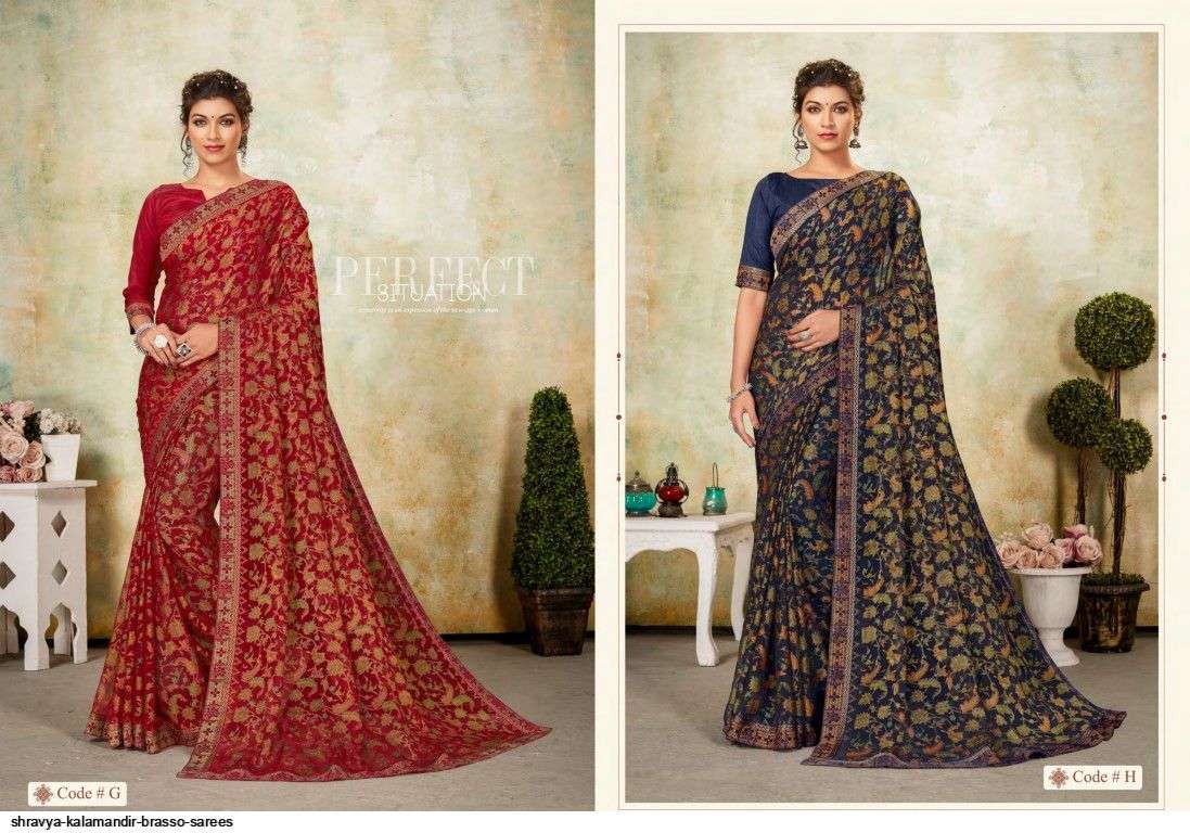 KALAMANDIR BY SHRAVYA FASHION A TO H SERIES INDIAN TRADITIONAL WEAR COLLECTION BEAUTIFUL STYLISH FANCY COLORFUL PARTY WEAR & OCCASIONAL WEAR BRASSO SAREES AT WHOLESALE PRICE
