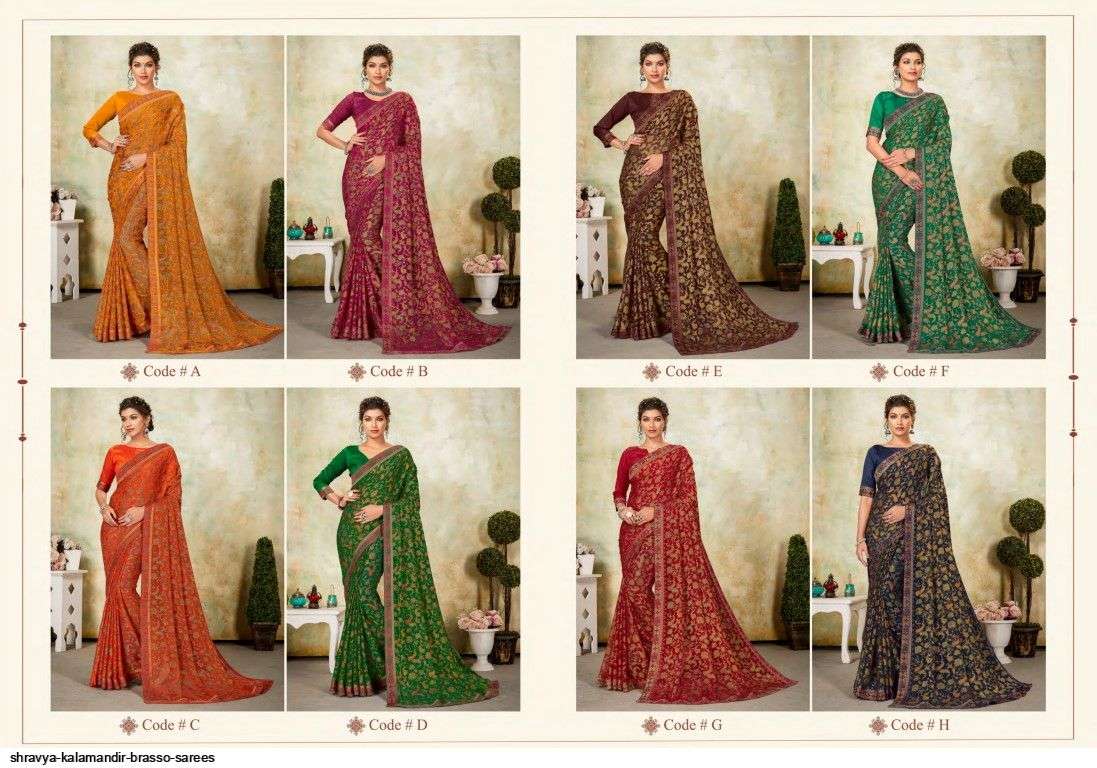 KALAMANDIR BY SHRAVYA FASHION A TO H SERIES INDIAN TRADITIONAL WEAR COLLECTION BEAUTIFUL STYLISH FANCY COLORFUL PARTY WEAR & OCCASIONAL WEAR BRASSO SAREES AT WHOLESALE PRICE