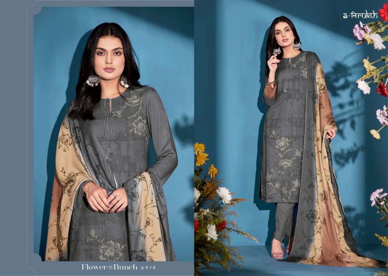 FLOWR BUNCH BY S-NIRUKTH BEAUTIFUL STYLISH SUITS FANCY COLORFUL CASUAL WEAR & ETHNIC WEAR & READY TO WEAR PASHMINA TWILL PRINTED DRESSES AT WHOLESALE PRICE