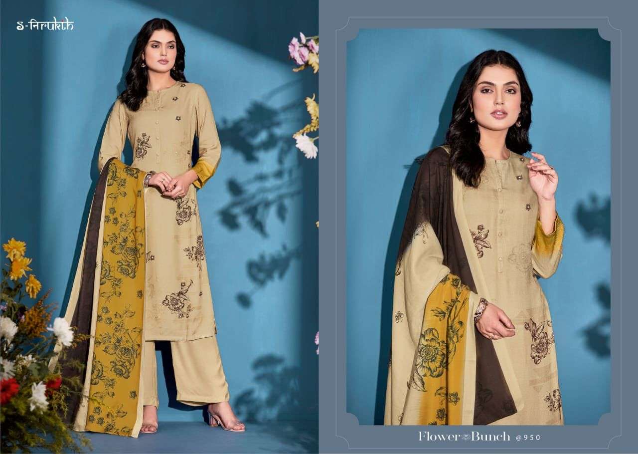 FLOWR BUNCH BY S-NIRUKTH BEAUTIFUL STYLISH SUITS FANCY COLORFUL CASUAL WEAR & ETHNIC WEAR & READY TO WEAR PASHMINA TWILL PRINTED DRESSES AT WHOLESALE PRICE