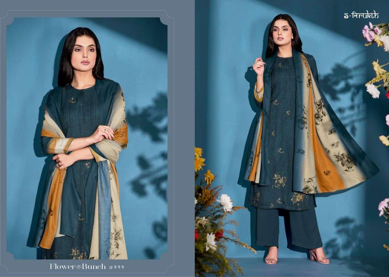 FLOWR BUNCH BY S-NIRUKTH BEAUTIFUL STYLISH SUITS FANCY COLORFUL CASUAL WEAR & ETHNIC WEAR & READY TO WEAR PASHMINA TWILL PRINTED DRESSES AT WHOLESALE PRICE