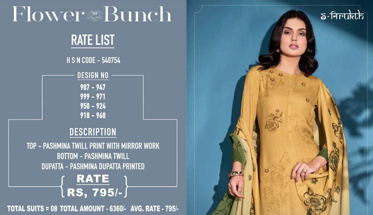 FLOWR BUNCH BY S-NIRUKTH BEAUTIFUL STYLISH SUITS FANCY COLORFUL CASUAL WEAR & ETHNIC WEAR & READY TO WEAR PASHMINA TWILL PRINTED DRESSES AT WHOLESALE PRICE