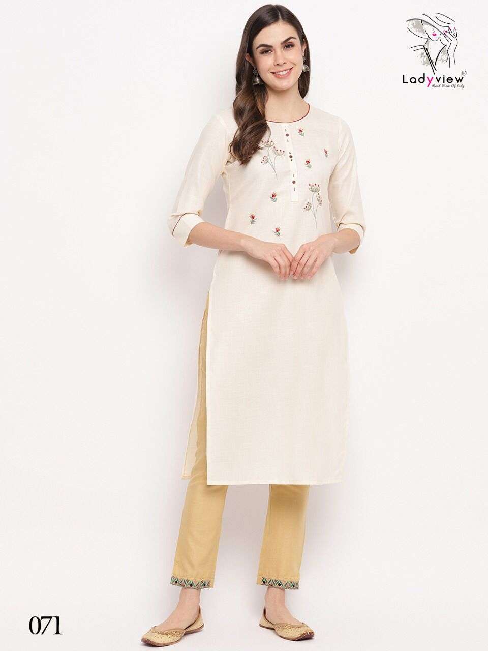 SLUBBY BY LADY VIEW 071 TO 074 SERIES DESIGNER STYLISH FANCY COLORFUL BEAUTIFUL PARTY WEAR & ETHNIC WEAR COLLECTION HEAVY MAGIC SLUB EMBROIDERY KURTIS AT WHOLESALE PRICE