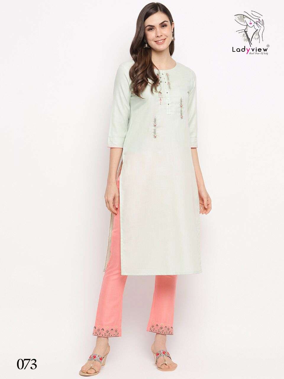 SLUBBY BY LADY VIEW 071 TO 074 SERIES DESIGNER STYLISH FANCY COLORFUL BEAUTIFUL PARTY WEAR & ETHNIC WEAR COLLECTION HEAVY MAGIC SLUB EMBROIDERY KURTIS AT WHOLESALE PRICE
