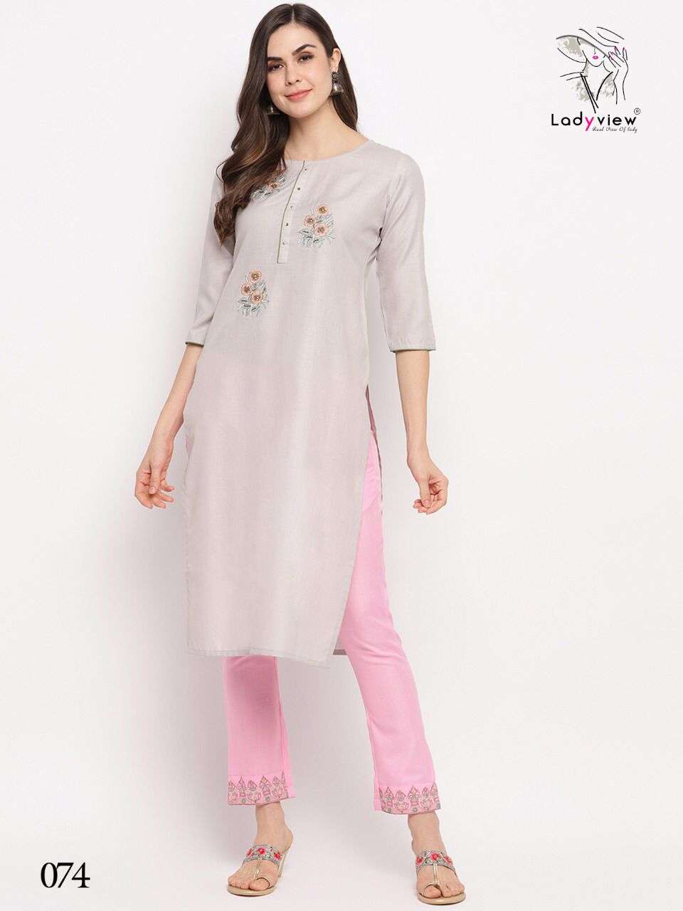 SLUBBY BY LADY VIEW 071 TO 074 SERIES DESIGNER STYLISH FANCY COLORFUL BEAUTIFUL PARTY WEAR & ETHNIC WEAR COLLECTION HEAVY MAGIC SLUB EMBROIDERY KURTIS AT WHOLESALE PRICE