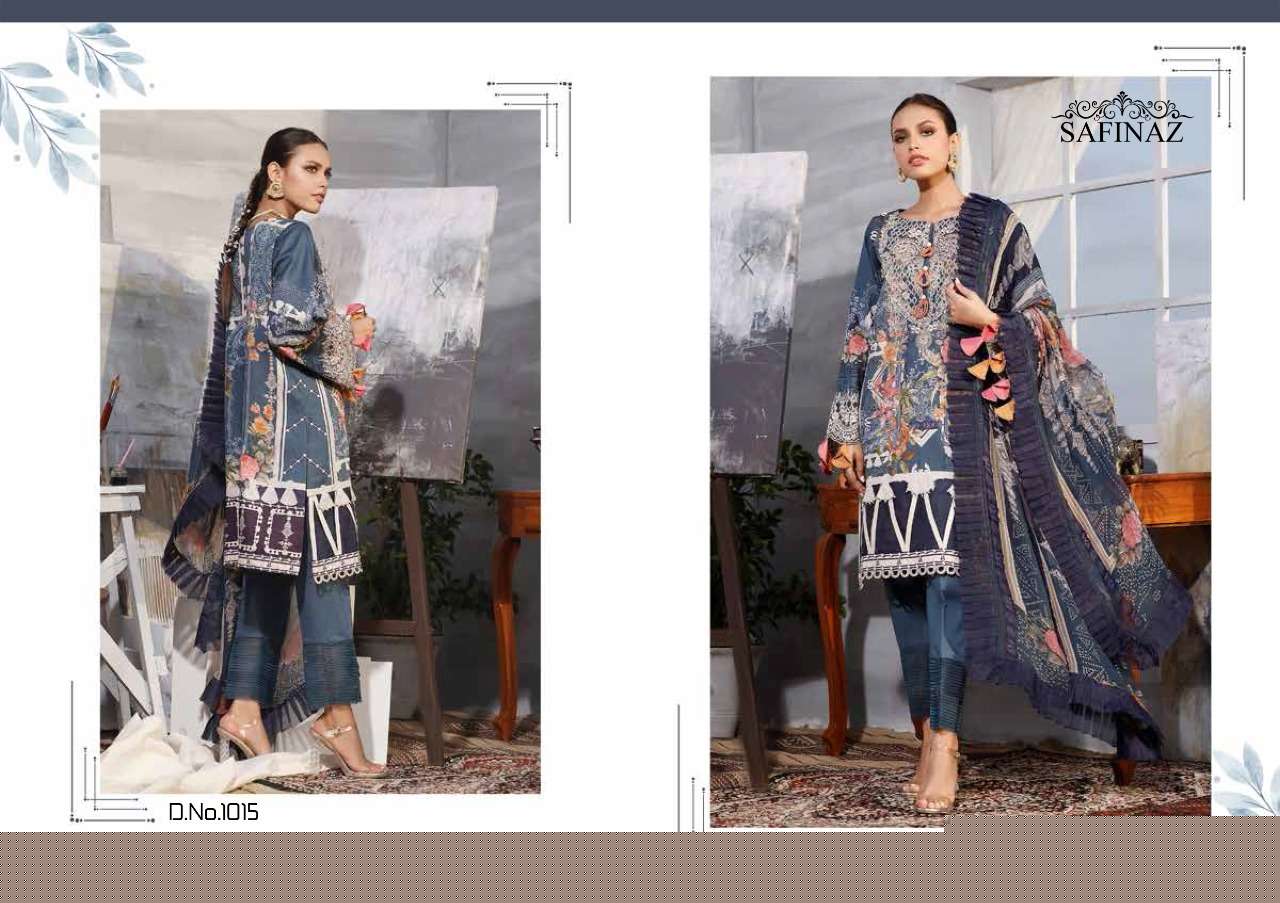 FIRDOUS VOL-5 BY SAFINAZ 1013 TO 1016 SERIES BEAUTIFUL PAKISTANI SUITS STYLISH FANCY COLORFUL PARTY WEAR & OCCASIONAL WEAR PURE CAMBRIC COTTON PRINT WITH EMBROIDERY DRESSES AT WHOLESALE PRICE